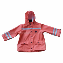 PU Hooded Winter Reflective Raincoat for Baby/Child